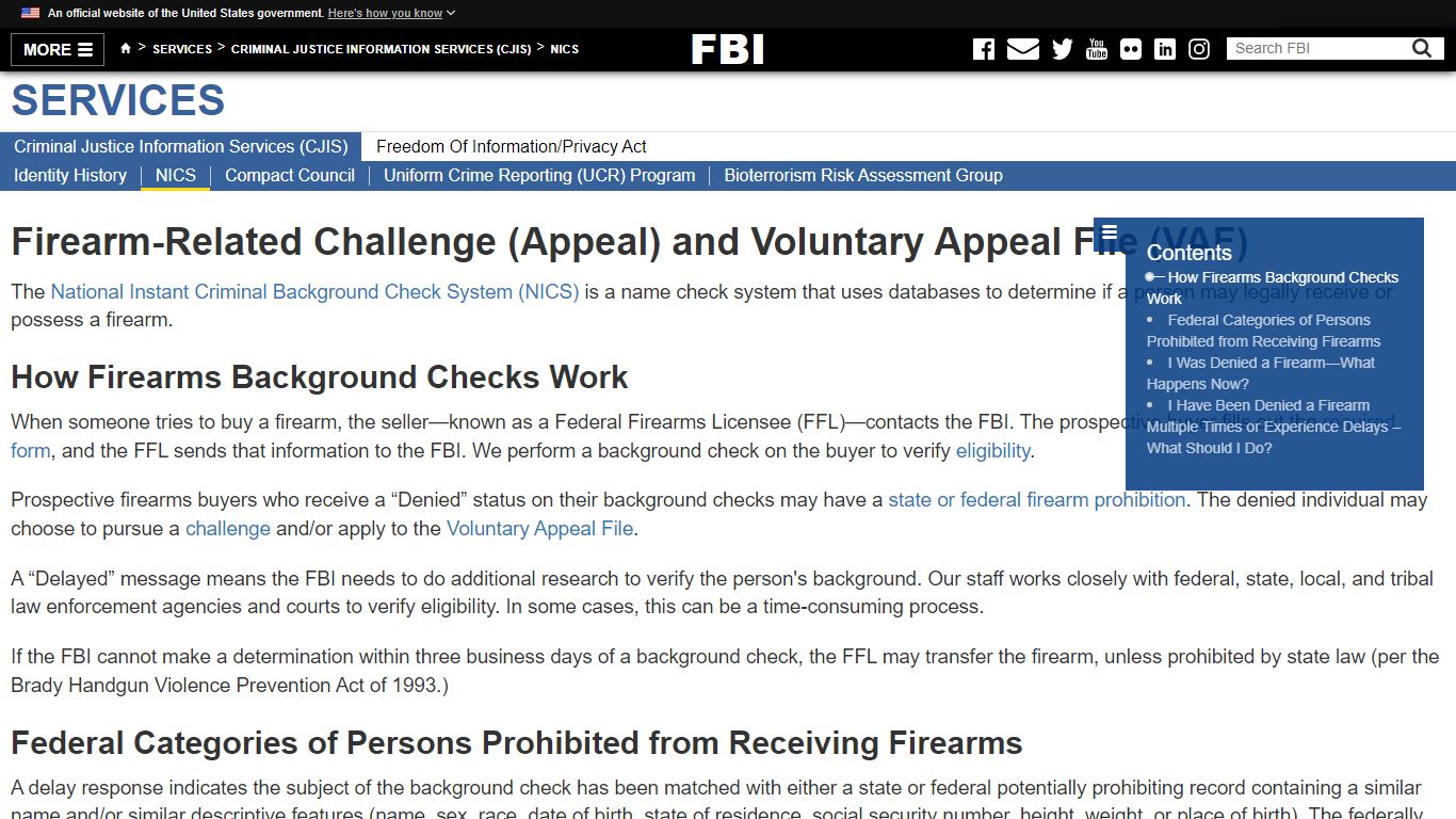 Appeals and VAF — FBI